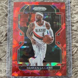 Damian Lillard red parallel Panini Prizm Portland trailblazers 2021, 2022 prism